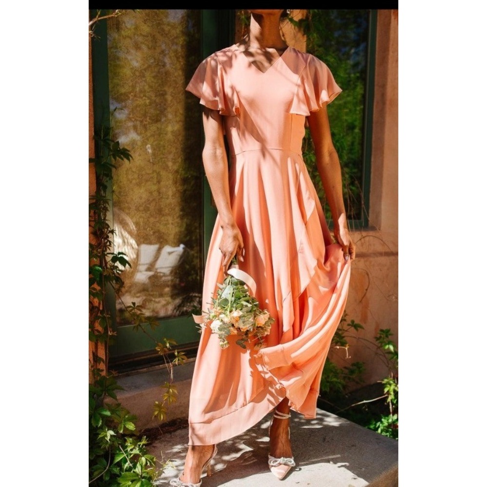 Ivy City Co Callie Dress Apricot Crush Chiffon Romantic Peach Women Size 16 NWT